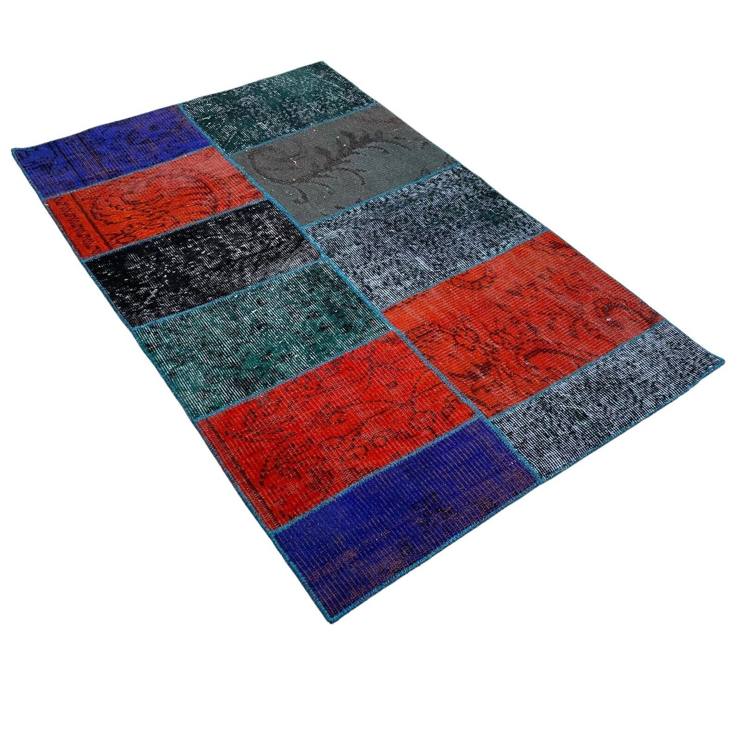 Unique Turkish Vintage Distressed  Patchwork Rug , 150 x 91 cm