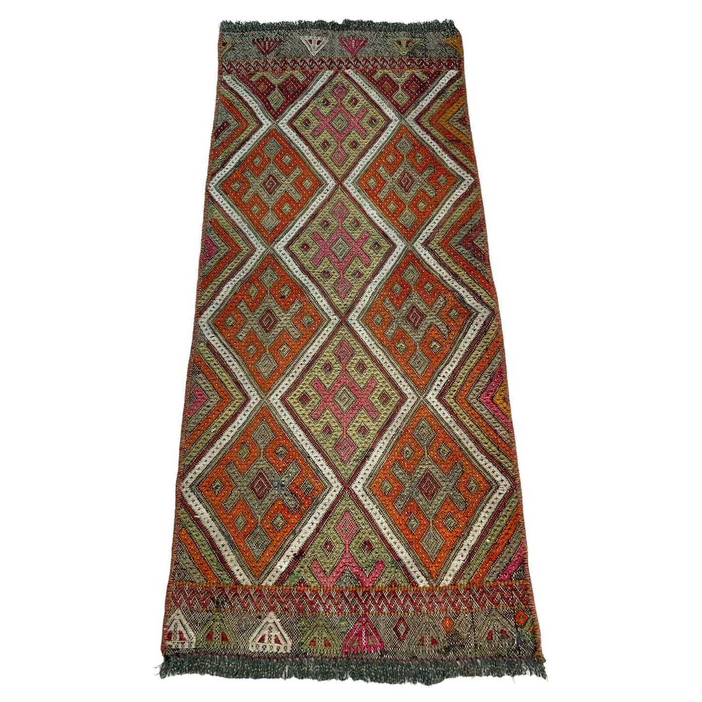 Traditionelle türkische Kelim Teppich, Vintage Turkish Kilim Rug 94x40 cm