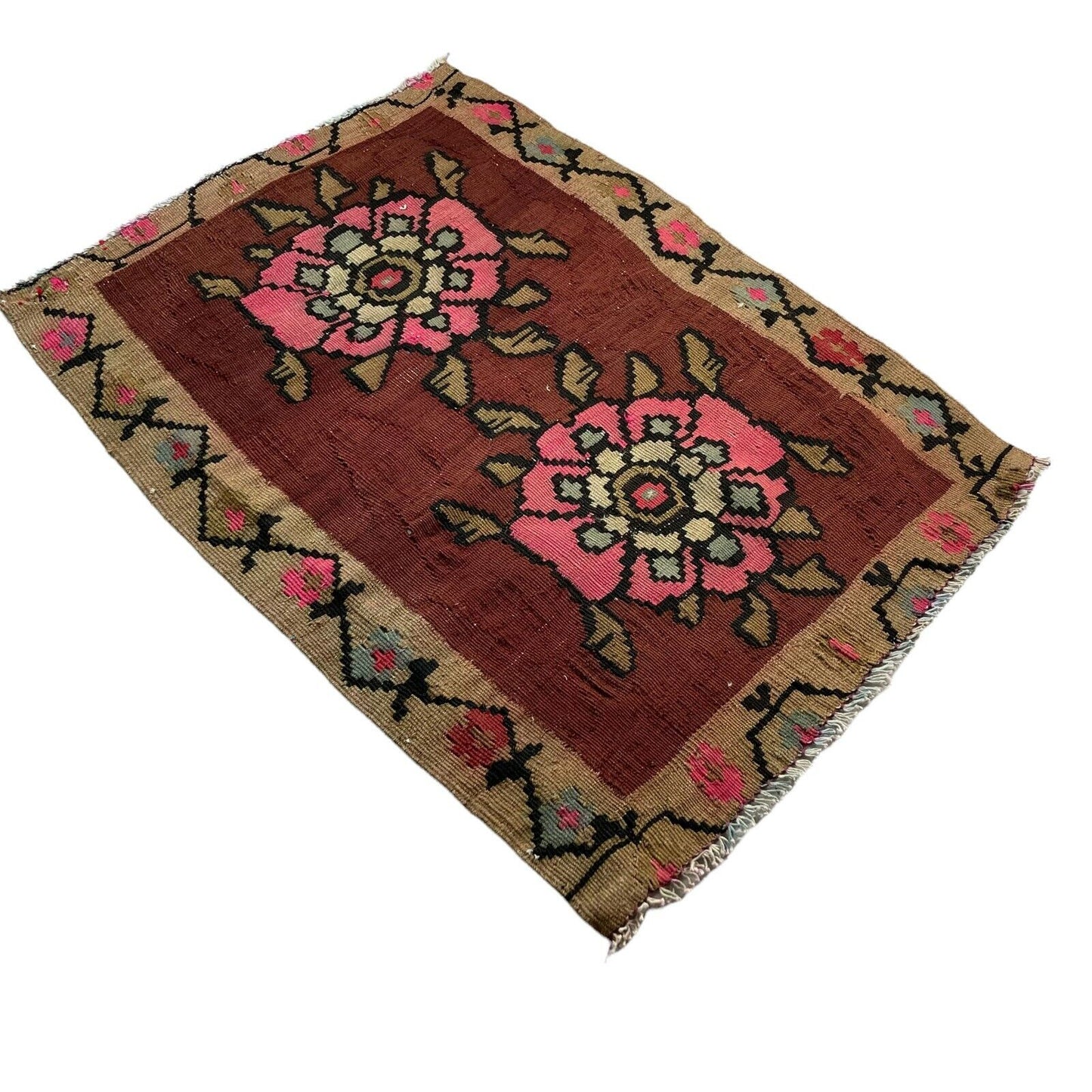 Traditionelle türkische Kelim Teppich, Vintage Turkish Kilim Rug 94X66 cm