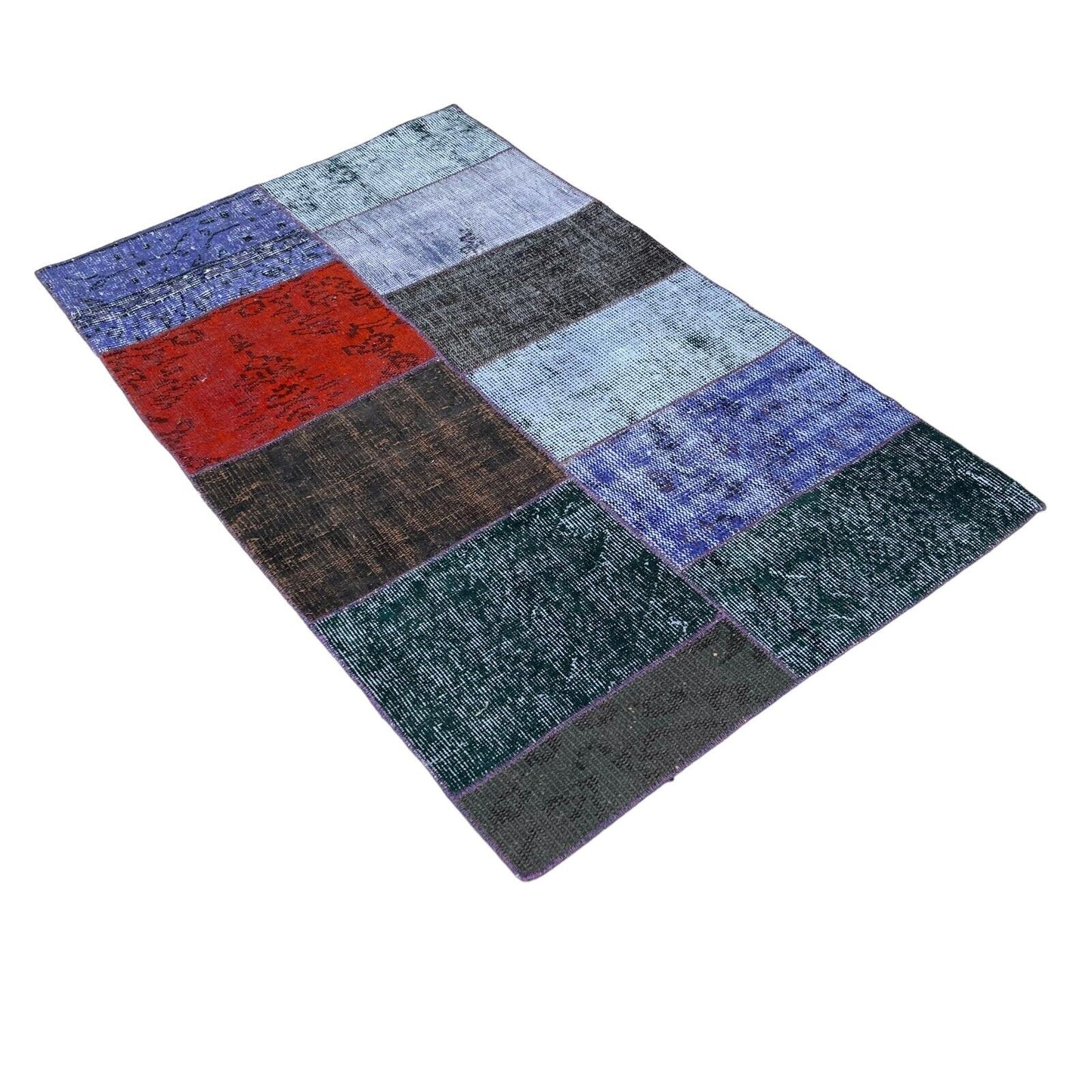 Unique Turkish Vintage Distressed  Patchwork Rug , 150 x 91 cm