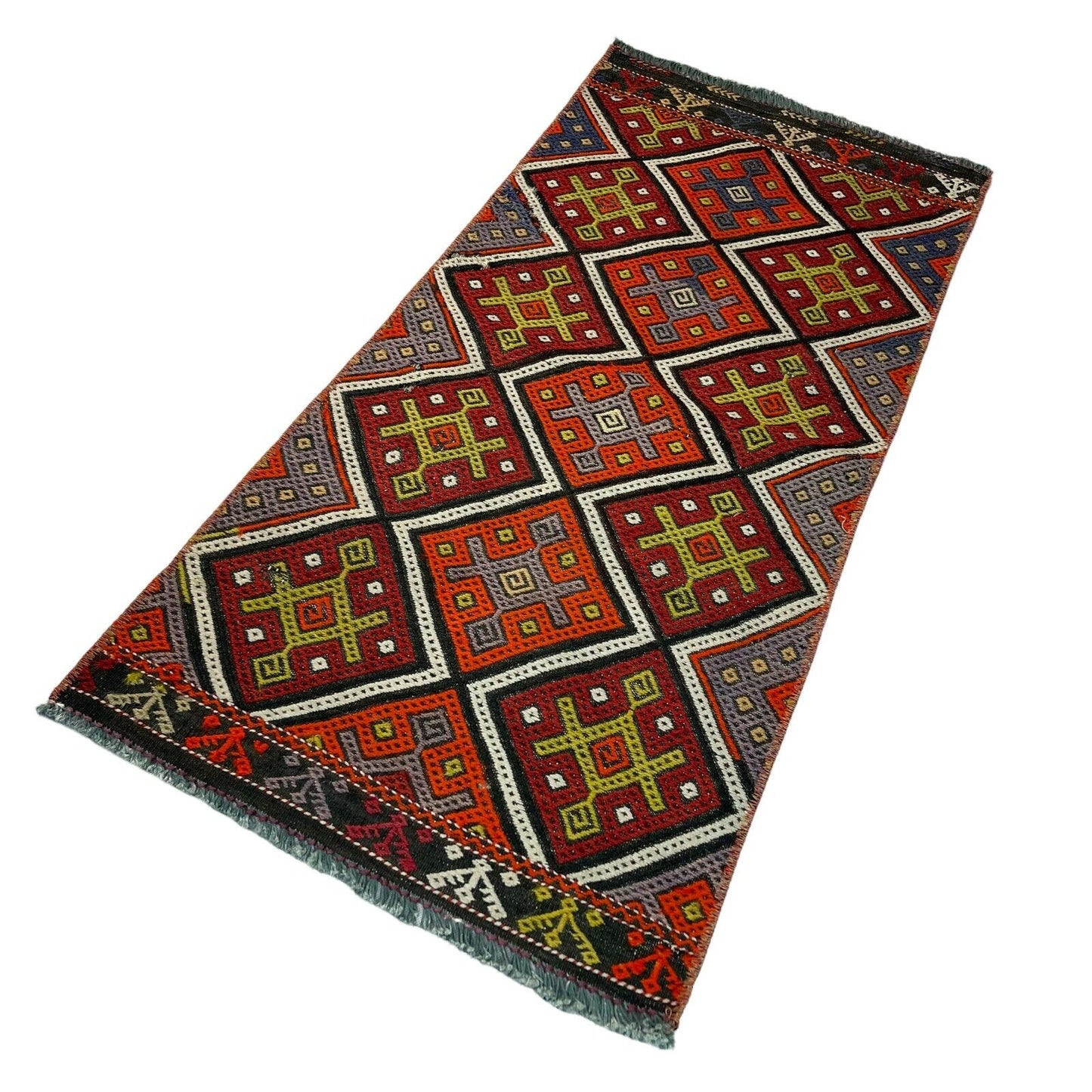 Traditionelle türkische Kelim Teppich, Vintage Turkish Kilim Rug 95X45 cm