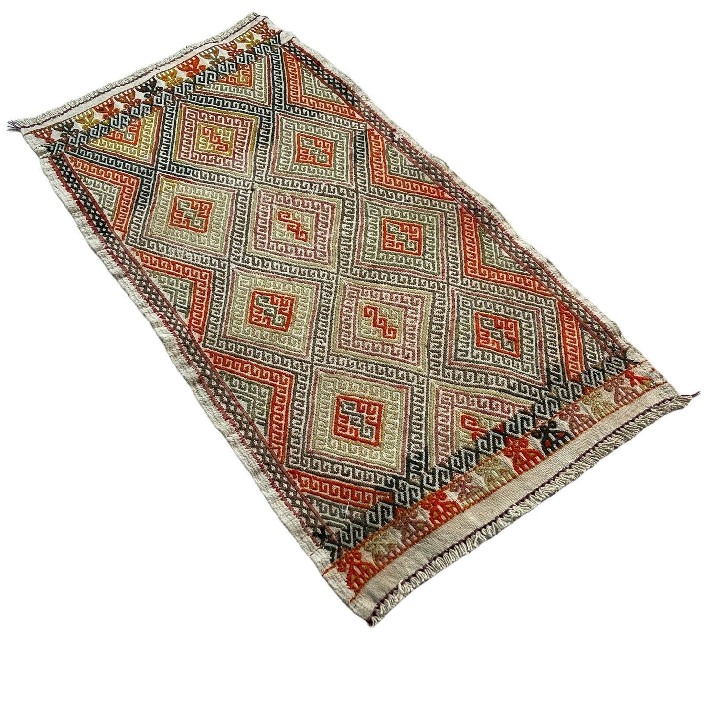 Traditionelle türkische Kelim Teppich, Vintage Turkish Kilim Rug 85 X 46 Cm