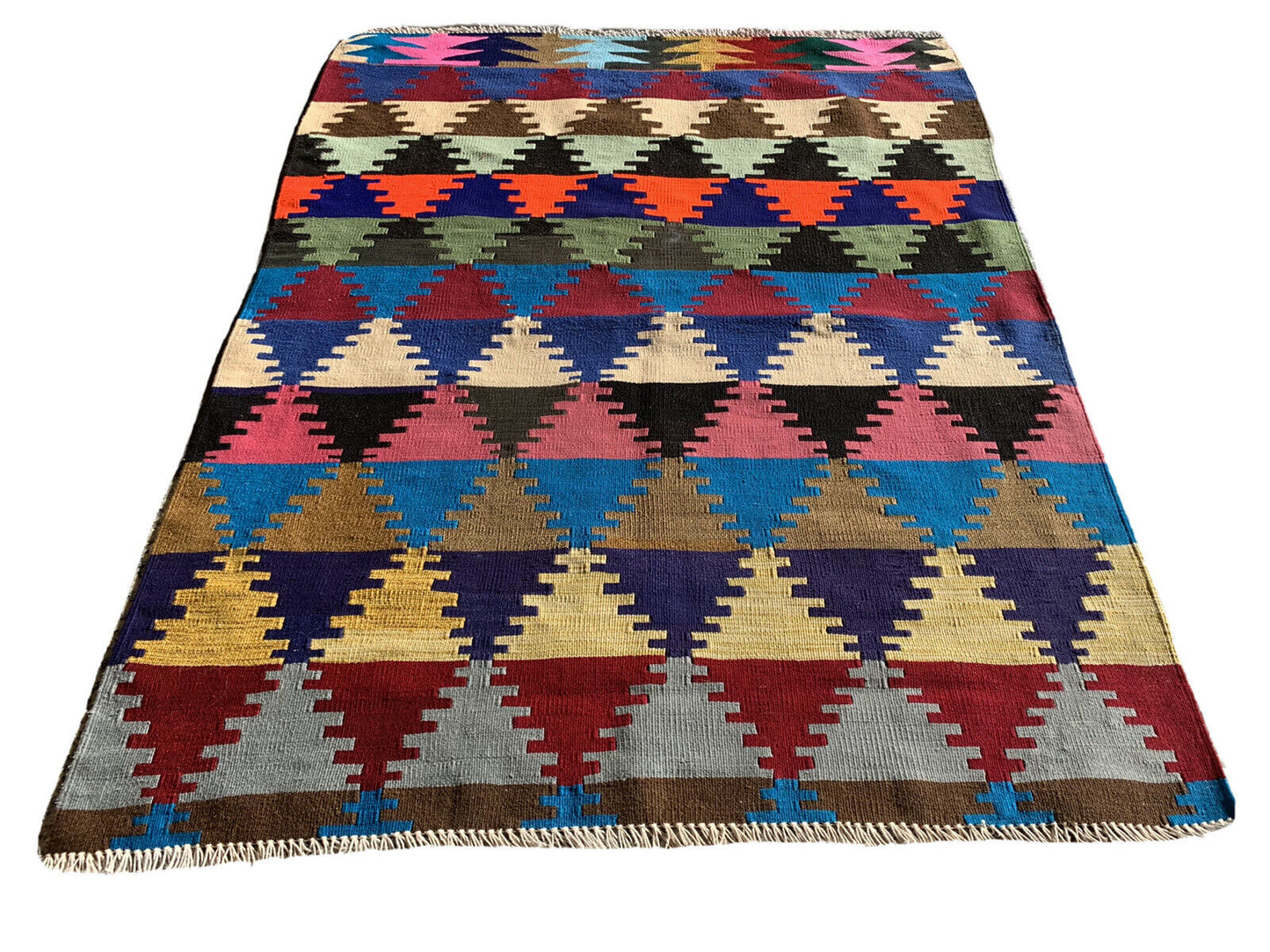 Traditional Turkish Kilim Rug, Vintage Wool Country Kilim 126X98 Cm