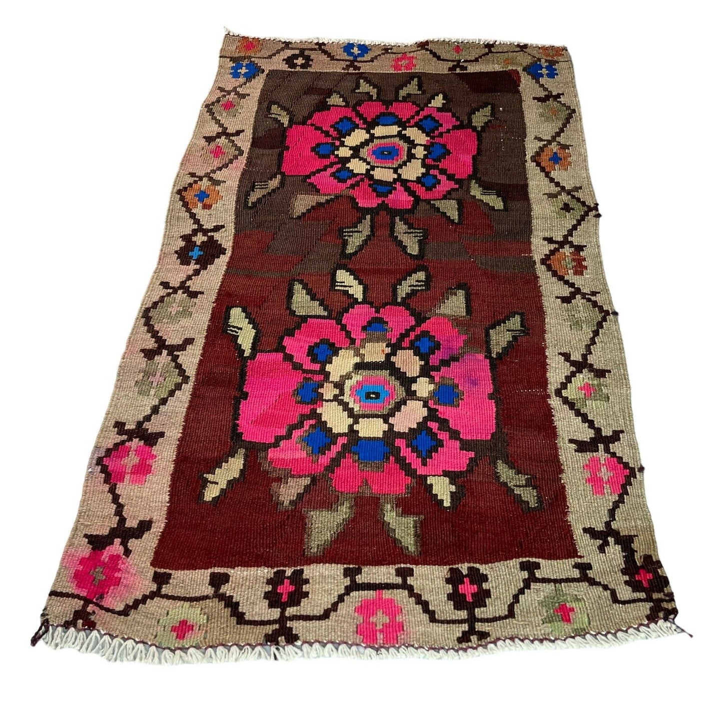 Traditionelle türkische Kelim Teppich, Vintage Turkish Kilim Rug 96X56 cm