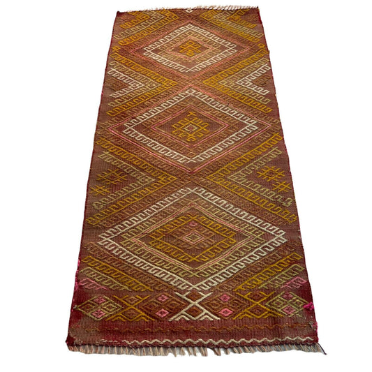 Traditionelle türkische Kelim Teppich, Vintage Turkish Kilim Rug 101X47cm