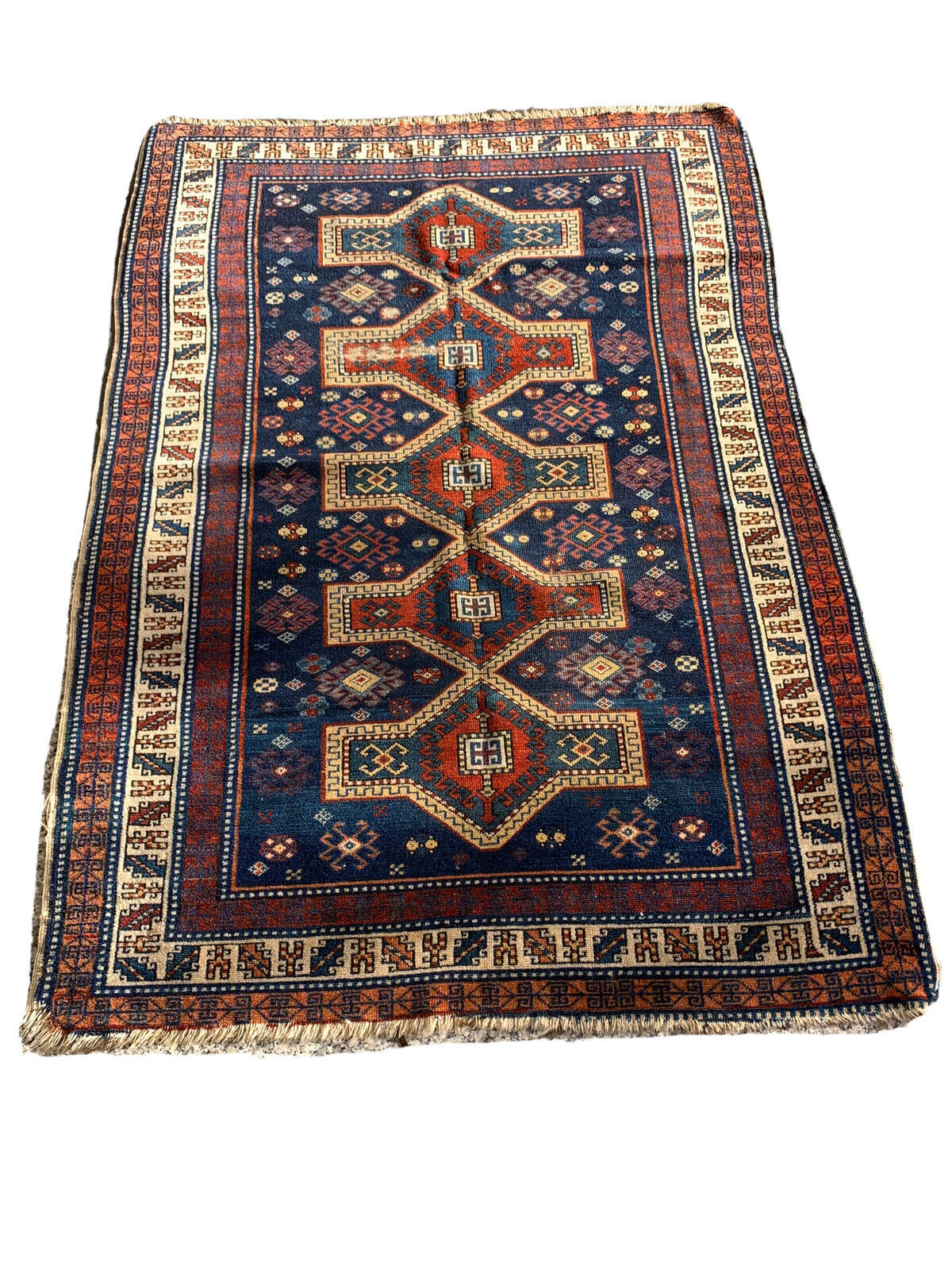 Antique Caucasian Rug,140x100 cm Kasak Antique Caucasian Rug , Caucasian Teppich