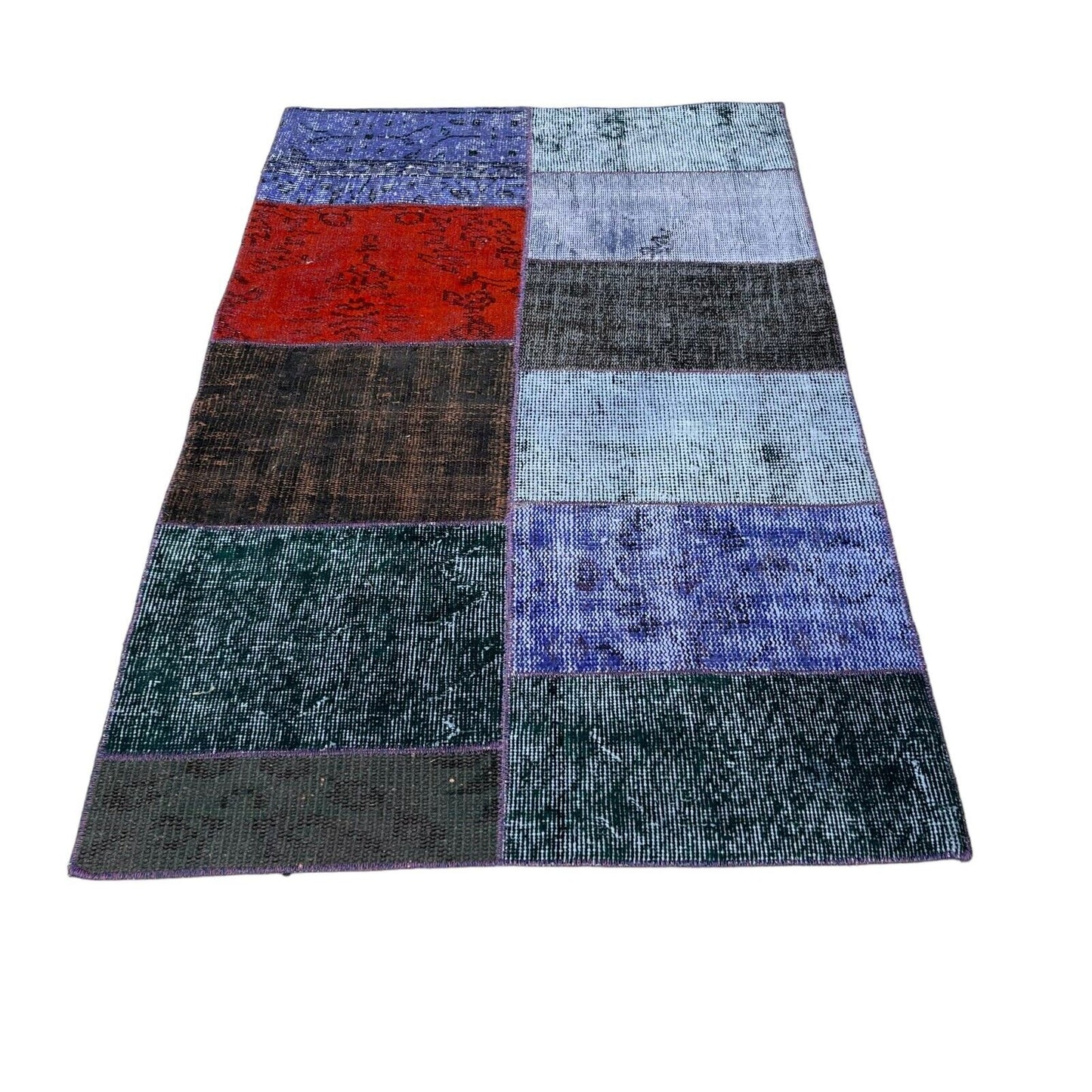 Unique Turkish Vintage Distressed  Patchwork Rug , 150 x 91 cm