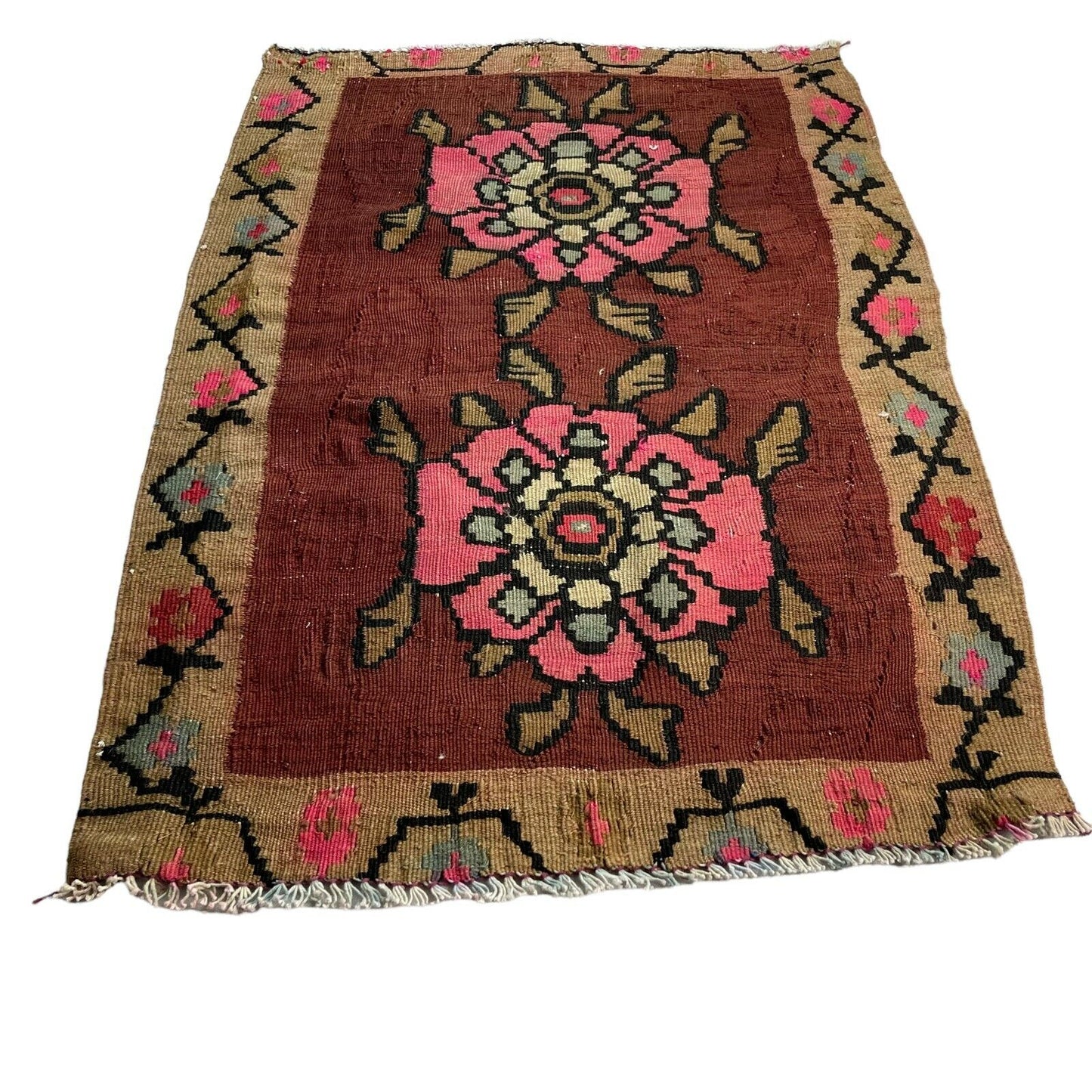 Traditionelle türkische Kelim Teppich, Vintage Turkish Kilim Rug 94X66 cm