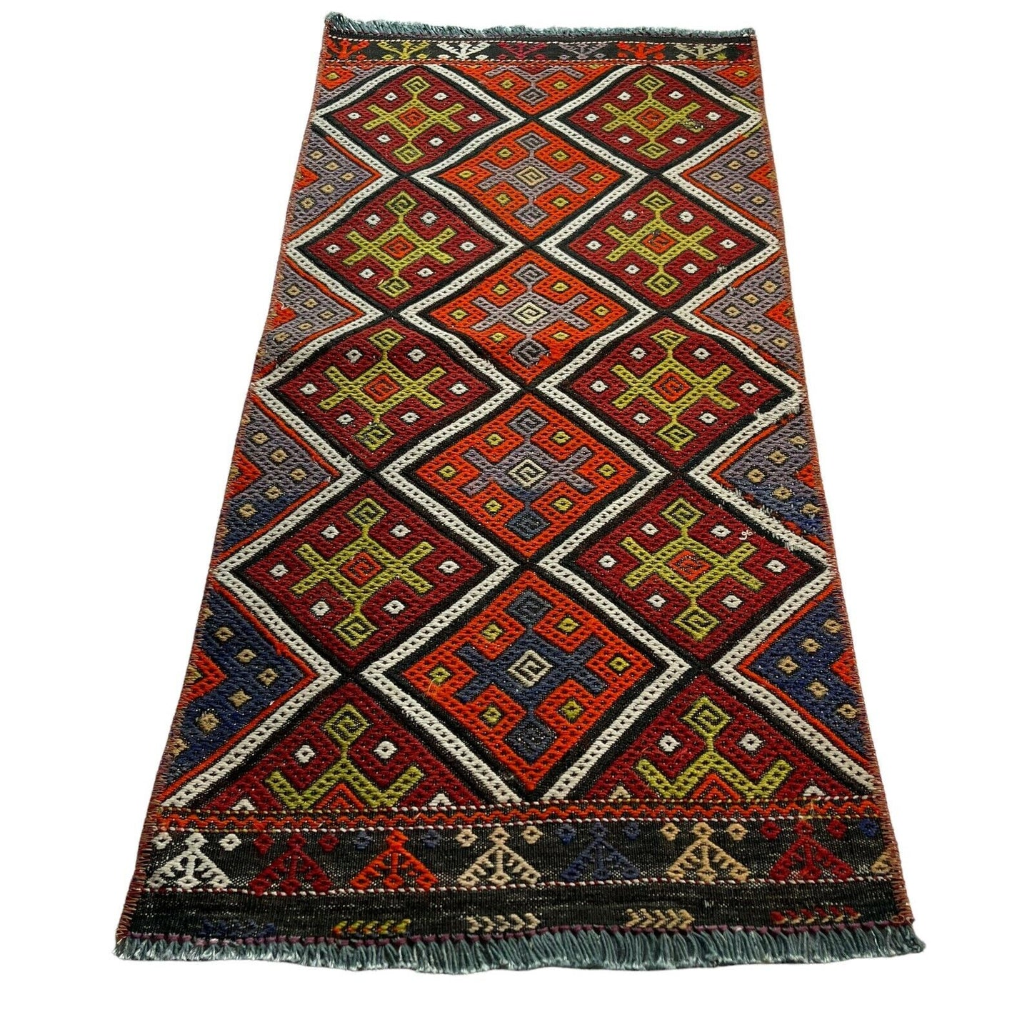 Traditionelle türkische Kelim Teppich, Vintage Turkish Kilim Rug 95X45 cm