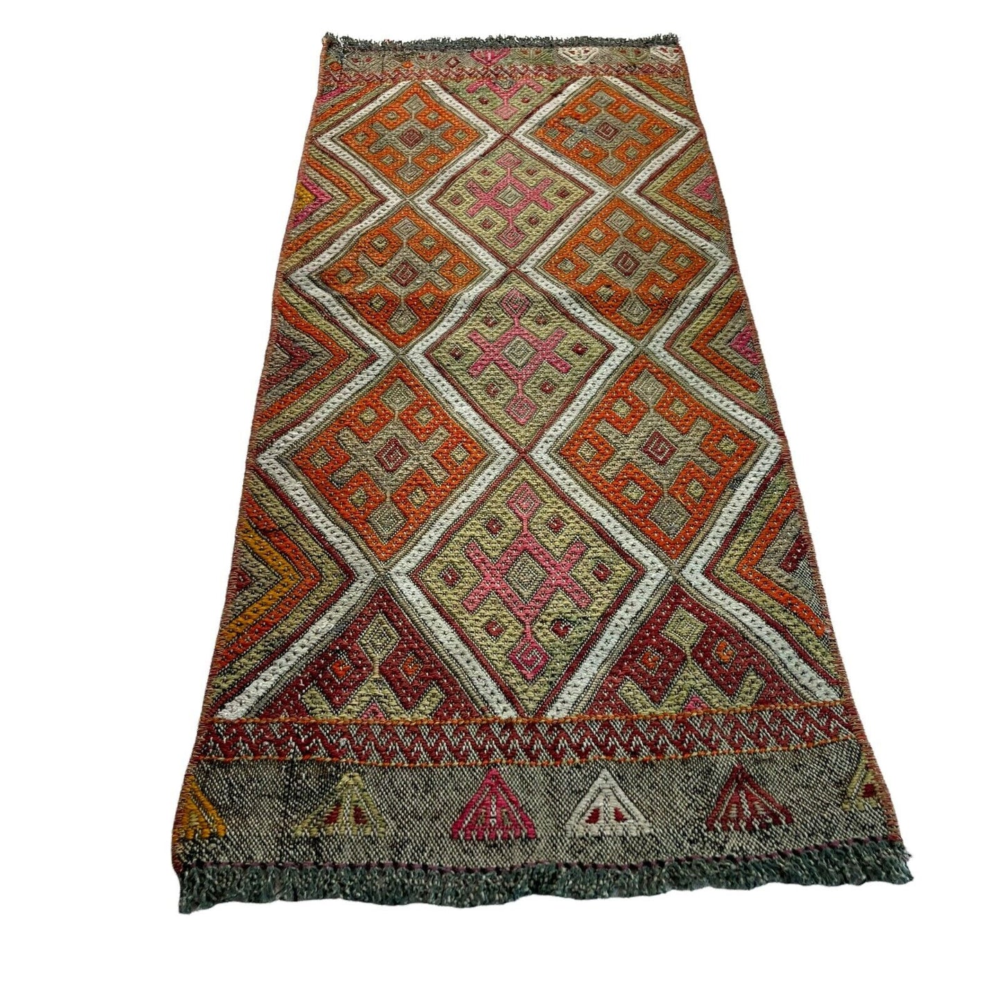 Traditionelle türkische Kelim Teppich, Vintage Turkish Kilim Rug 94x40 cm