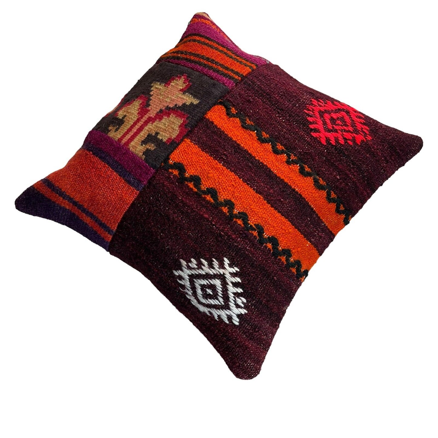 Einzigartige Kelim-Kissen,Turkish Kilim Pillow,16'×16'   Funda De Cojín Kilim